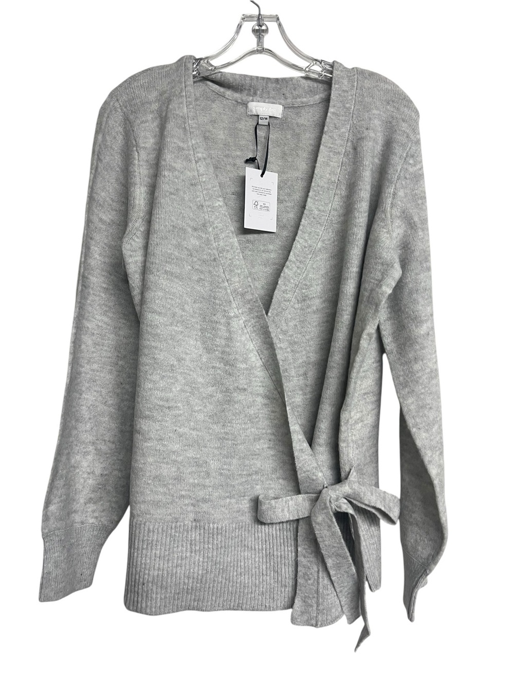 New Simply Be Wrap Tie Sweater Cardigan - Light Gray